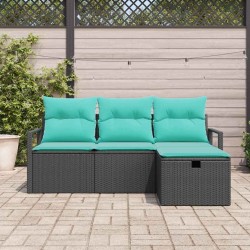 Ensemble de Canapés 4 pcs Noir et turquoise polyrotin 566253566253
