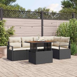 Ensemble de canapé de jardin 6 pcs Noir Poly rotin 566267566267