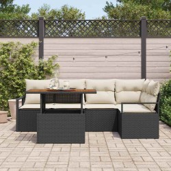 Ensemble de canapé de jardin 6 pcs Noir Poly rotin 566267566267