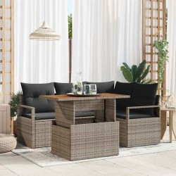 Ensemble de canapé de jardin 5 pcs Gris Poly rotin 566269566269