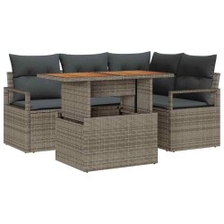 Ensemble de canapé de jardin 5 pcs Gris Poly rotin 566269566269