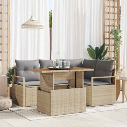 Ensemble de canapé de jardin 5 pcs Beige Poly rotin 566270566270