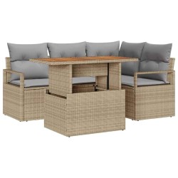 Ensemble de canapé de jardin 5 pcs Beige Poly rotin 566270566270