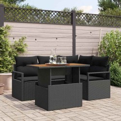 Ensemble de canapé de jardin 5 pcs Noir Poly rotin 566271566271