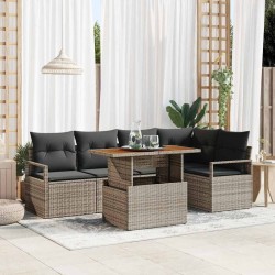 Ensemble de canapé de jardin 6 pcs Gris Poly rotin 566272566272