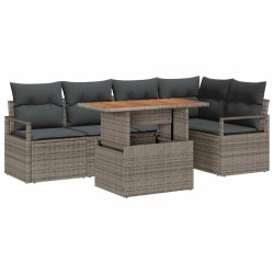 Ensemble de canapé de jardin 6 pcs Gris Poly rotin 566272566272