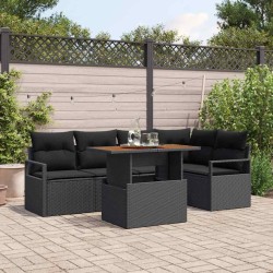 Ensemble de canapé de jardin 6 pcs Noir Poly rotin 566274566274