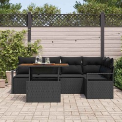 Ensemble de canapé de jardin 6 pcs Noir Poly rotin 566274566274