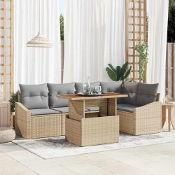 Ensemble de canapé de jardin 6 pcs Beige Poly rotin 566275566275