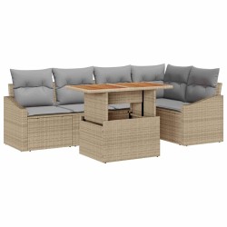 Ensemble de canapé de jardin 6 pcs Beige Poly rotin 566275566275
