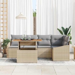 Ensemble de canapé de jardin 6 pcs Beige Poly rotin 566275566275