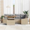 Ensemble de canapé de jardin 6 pcs Beige Poly rotin 566275566275