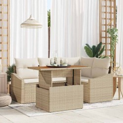 Ensemble de canapé de jardin 5 pcs Beige Poly rotin 566281566281