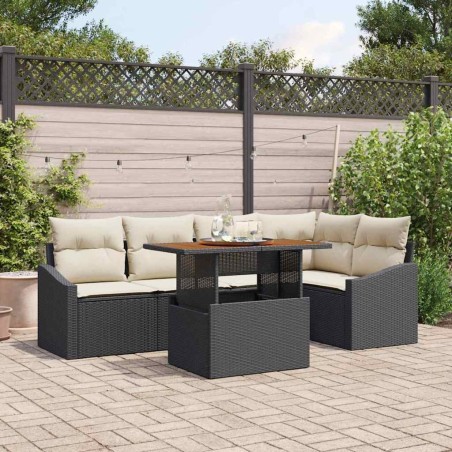 Ensemble de canapé de jardin 6 pcs Noir Poly rotin 566309566309