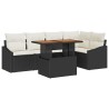 Ensemble de canapé de jardin 6 pcs Noir Poly rotin 566309566309