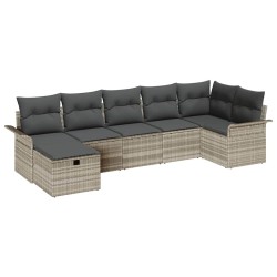 Ensemble de canapé de jardin 7 pcs Gris clair polyrotin 566311566311
