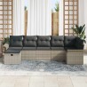 Ensemble de canapé de jardin 7 pcs Gris clair polyrotin 566311566311