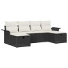 Ensemble de canapé de jardin 6 pcs Noir et Crème polyrotin 566312566312