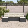 Ensemble de canapé de jardin 6 pcs Noir et Crème polyrotin 566312566312