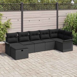 Ensemble de canapé de jardin avec coussin 7 pcs Noir polyrotin 566313566313