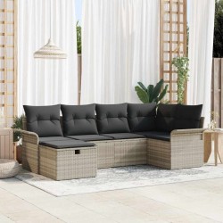 Ensemble de canapé de jardin 6 pcs Gris clair polyrotin 566314566314