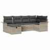 Ensemble de canapé de jardin 6 pcs Gris clair polyrotin 566314566314
