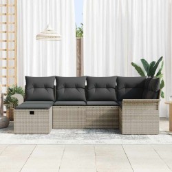 Ensemble de canapé de jardin 6 pcs Gris clair polyrotin 566314566314