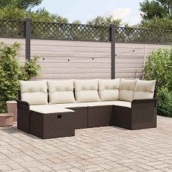 Ensemble de canapé de jardin 6 pcs Marron et Crème polyrotin 566315566315