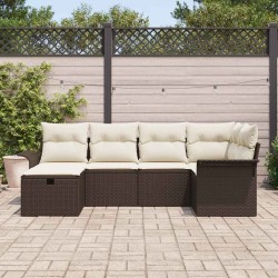 Ensemble de canapé de jardin 6 pcs Marron et Crème polyrotin 566315566315
