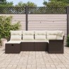 Ensemble de canapé de jardin 6 pcs Marron et Crème polyrotin 566315566315