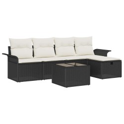 Ensemble de canapé de jardin 6 pcs Noir et Crème polyrotin 566316566316
