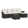 Ensemble de canapé de jardin 6 pcs Noir et Crème polyrotin 566316566316