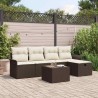 Ensemble de canapé de jardin 6 pcs Marron et Crème polyrotin 566317566317