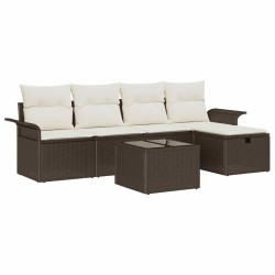 Ensemble de canapé de jardin 6 pcs Marron et Crème polyrotin 566317566317