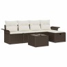 Ensemble de canapé de jardin 6 pcs Marron et Crème polyrotin 566317566317