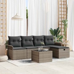 Ensemble de canapé de jardin avec coussin 6 pcs Gris polyrotin 566318566318