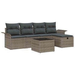Ensemble de canapé de jardin avec coussin 6 pcs Gris polyrotin 566318566318