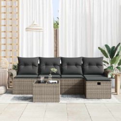 Ensemble de canapé de jardin avec coussin 6 pcs Gris polyrotin 566318566318