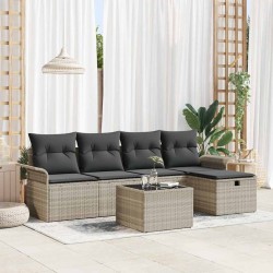 Ensemble de canapé de jardin 6 pcs Gris clair polyrotin 566319566319