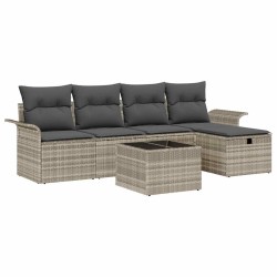 Ensemble de canapé de jardin 6 pcs Gris clair polyrotin 566319566319
