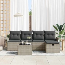 Ensemble de canapé de jardin 6 pcs Gris clair polyrotin 566319566319