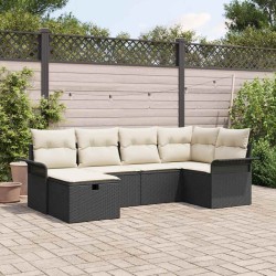 Ensemble de canapé de jardin 6 pcs Noir et Crème polyrotin 566321566321