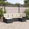 Ensemble de canapé de jardin 6 pcs Noir et Crème polyrotin 566321566321