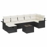 Ensemble de canapé de jardin 8 pcs Noir et Crème polyrotin 566322566322