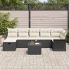 Ensemble de canapé de jardin 8 pcs Noir et Crème polyrotin 566322566322