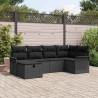 Ensemble de canapé de jardin avec coussin 6 pcs Noir polyrotin 566323566323