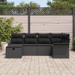 Ensemble de canapé de jardin avec coussin 6 pcs Noir polyrotin 566323566323