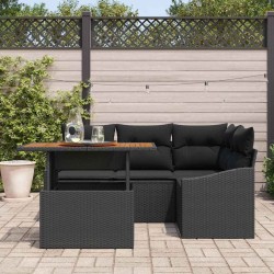 Ensemble de canapé de jardin 5 pcs Noir Poly rotin 566324566324