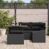 Ensemble de canapé de jardin 5 pcs Noir Poly rotin 566324566324