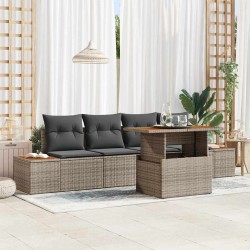 Ensemble de canapé de jardin 5 pcs Gris Poly rotin 566325566325